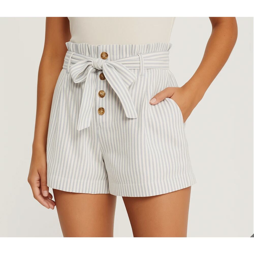 Abercrombie & Fitch Striped Linen Blend Paper Bag Shorts‎ - Sz Medium